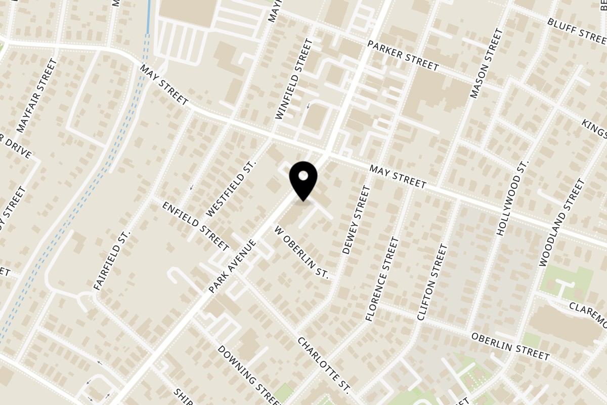 Map showing the location of Da-Lat Restaurant on 425 Park Ave in Worcester